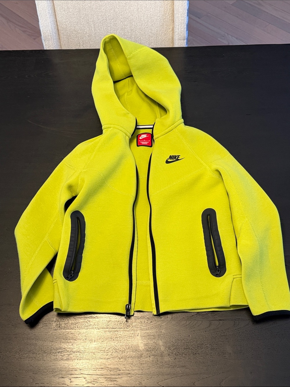 Nike Tech Kids' Neon Yellow Hooded Fleece Jacket